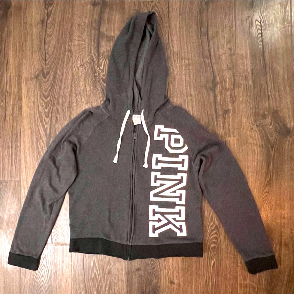 Victoria’s Secret PINK Gray Zip Up Hoodie Size Medium